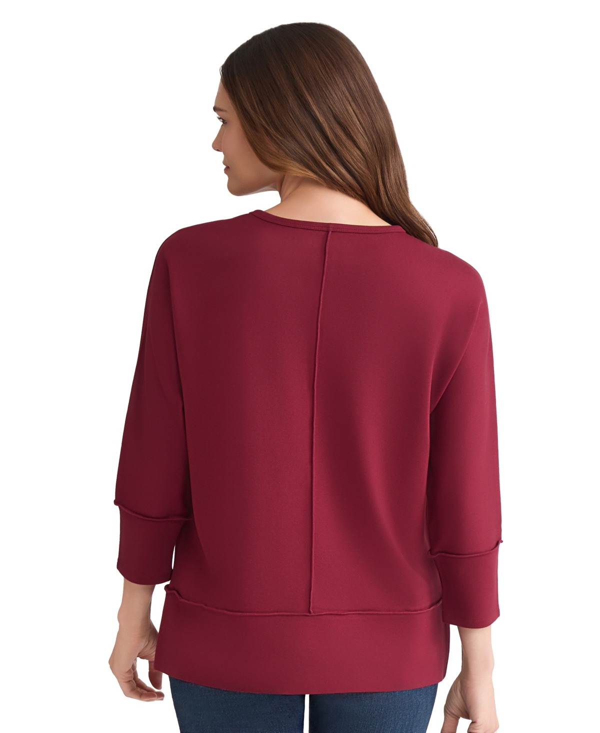 Jones New York Petite Serenity Knit 3/4 Sleeve Tunic Top In Brown