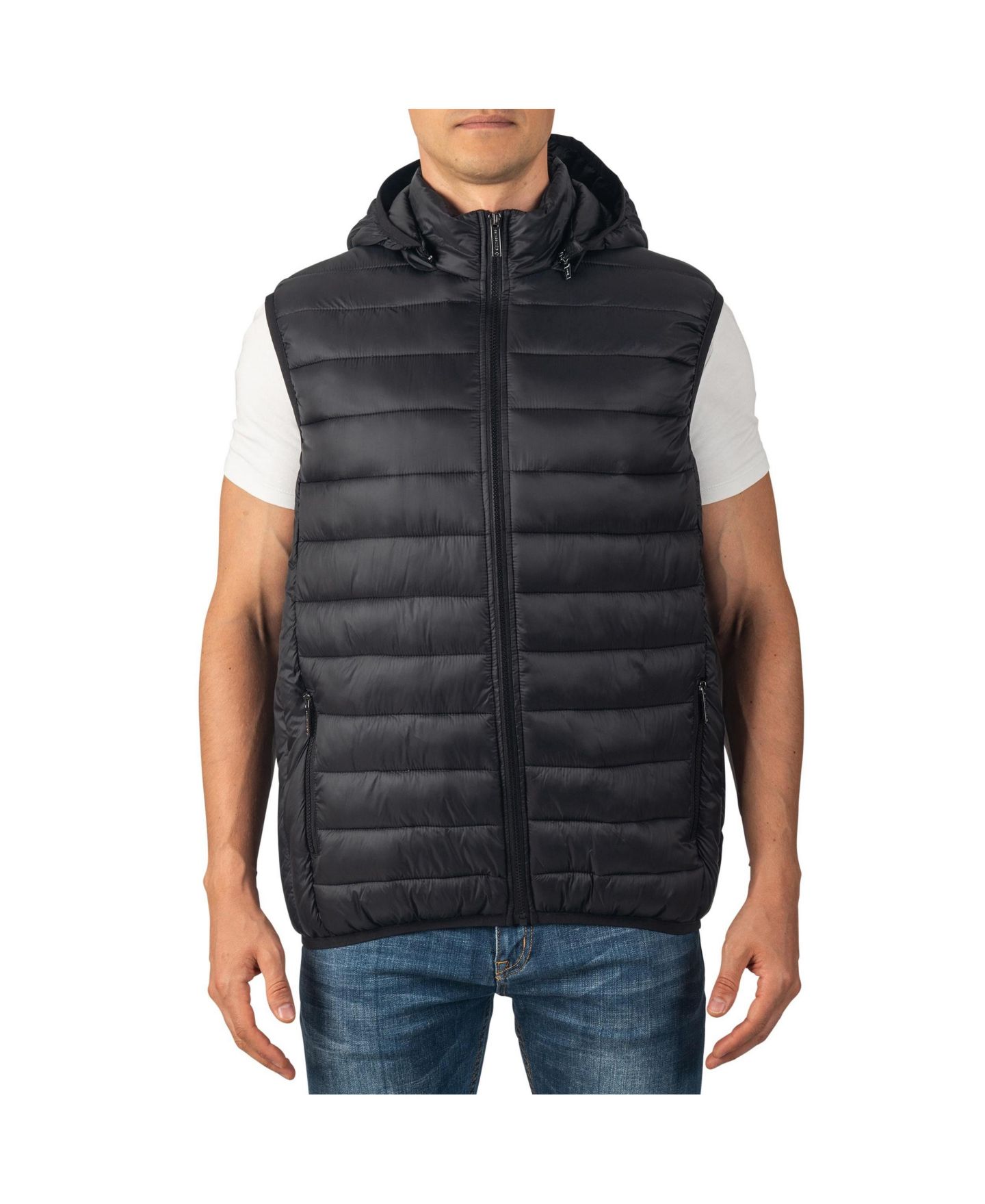 Мужская куртка Alpine Swiss Gage Hooded Puffer Vest Down Alternative Packable Vest, цвет: Чёрный — фото 7