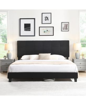 Streamdale King Size Upholstered Platform Bed Frame in Black