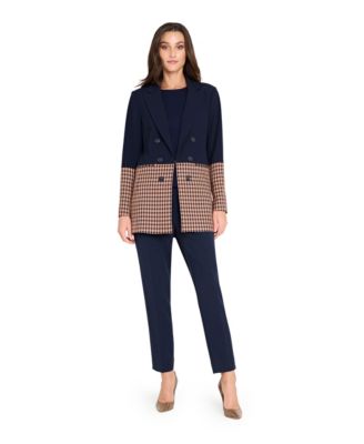 Petite Houndstooth Color Block Jacket
