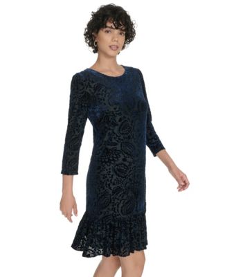 Women's Crewneck Ruffled Hem Dress