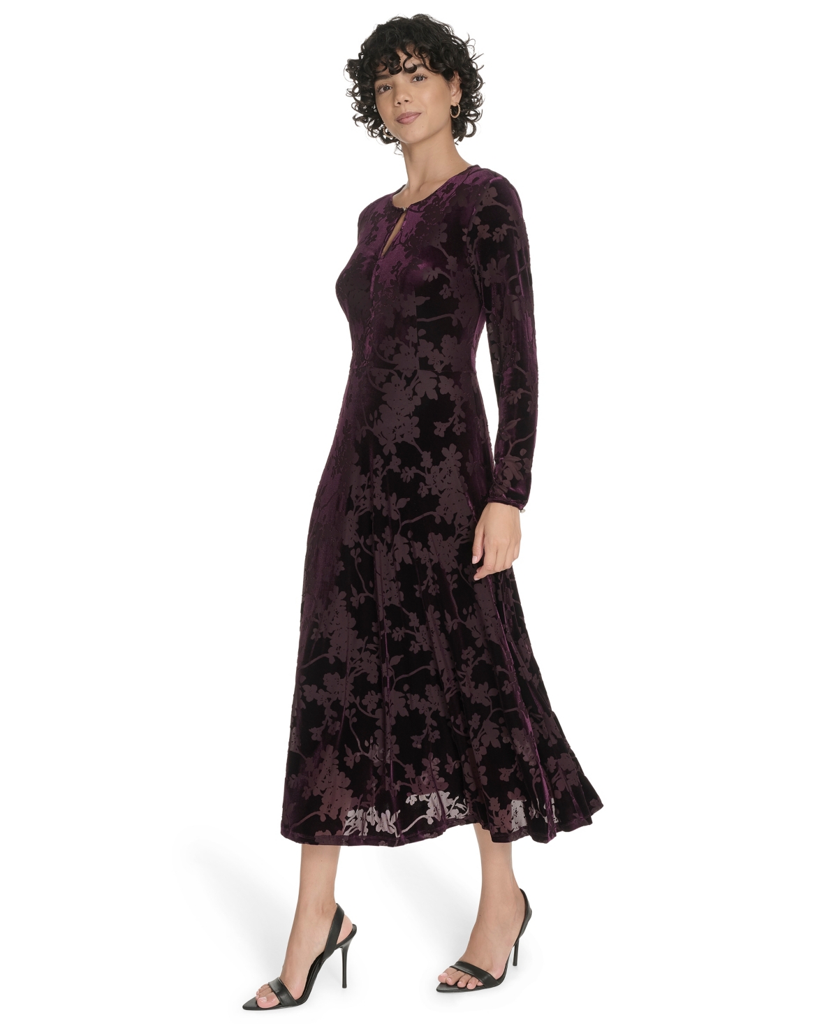 Tommy Hilfiger Women's Keyhole Printed Midi Dress In Purple