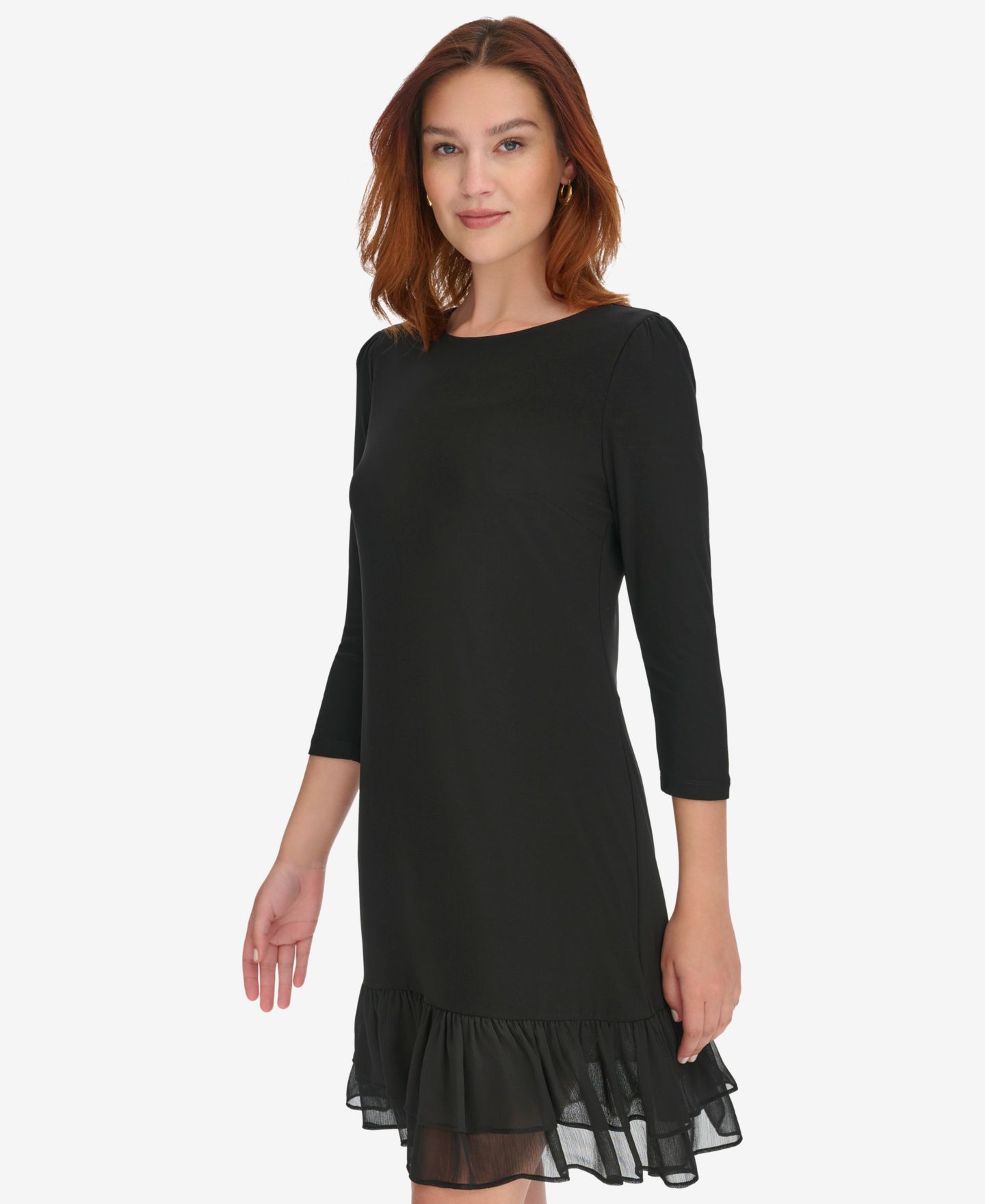 Женское платье Tommy Hilfiger Crewneck Ruffle Hem, цвет: Чёрный — фото 3