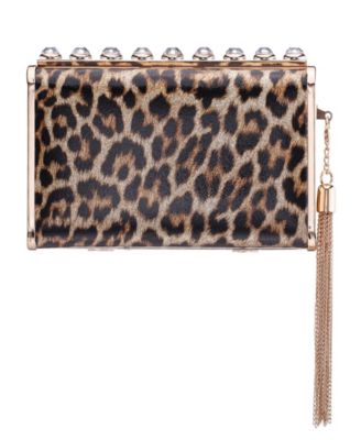 Crystal Ornamented Minaudiere Tassel Lift Lock Clutch