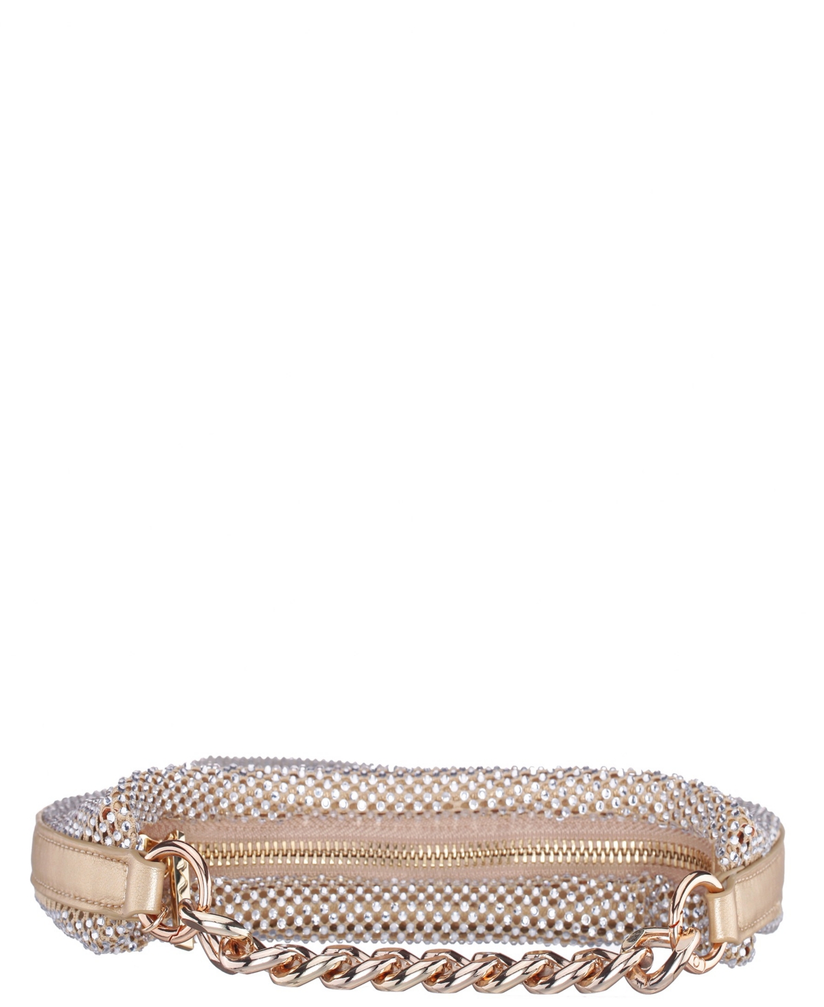 Nina Crystal Mesh Zipper Hobo Bag In Gold