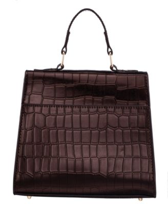 Mini Croco Embossed Magnetic Snap Satchel Bag