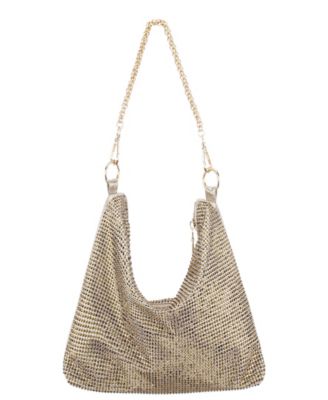 Crystal Embellished Zipper Hobo Bag