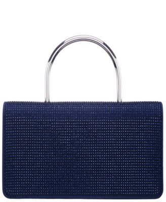 Elongated Crystal Magnetic Snap Satchel Bag