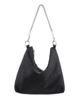 Crystal Embellished Zipper Hobo Bag