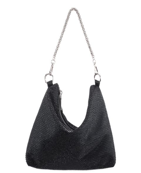 Женская сумка Nina Crystal Embellished Zipper Hobo, цвет: Чёрный