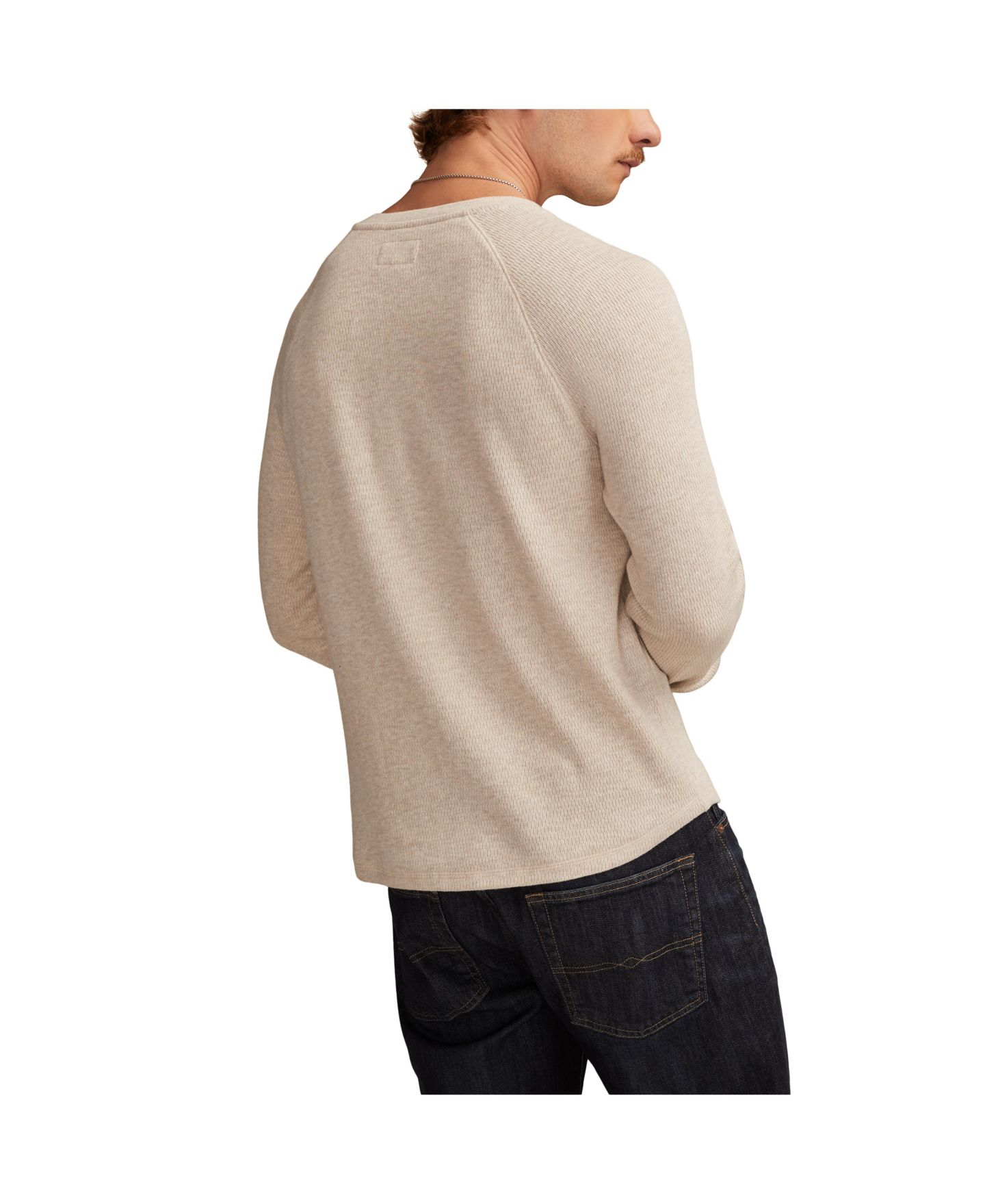 Мужская футболка Lucky Brand Birdseye Thermal Henley Long-Sleeve T-Shirt, цвет: Овсяный — фото 5
