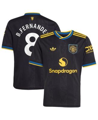 adidas - Big Boys and Girls Bruno Fernandes Black Manchester United 2025/26 Third Replica Player Jersey