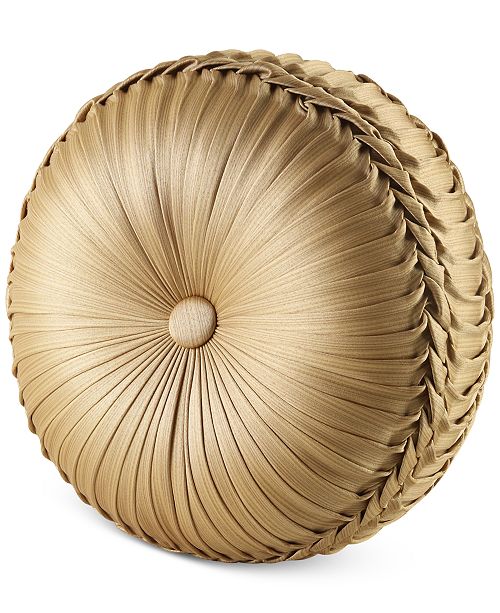 J Queen New York Napoleon Gold Tufted Round Decorative Pillow