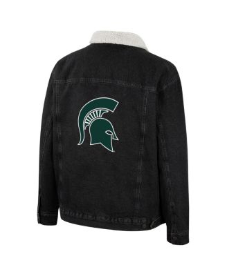 x Wrangler Men's Charcoal Michigan State Spartans Western Button-Up Denim Jacket