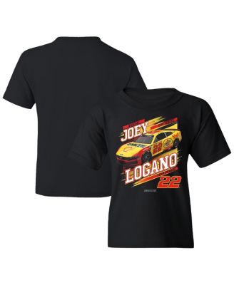 Team Penske - Big Boys and Girls Black Joey Logano Shell-Pennzoil Car T-Shirt