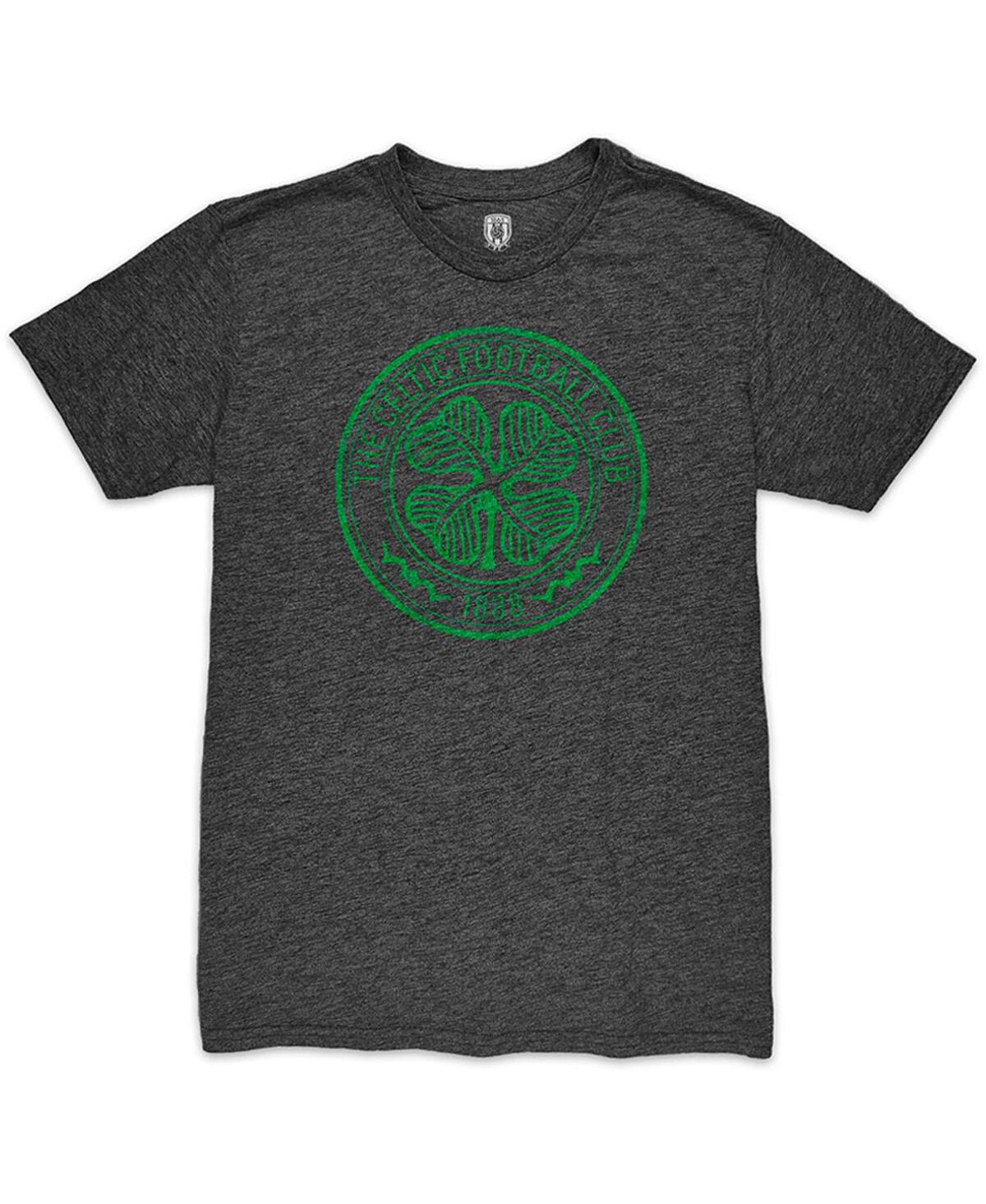 1863fc Men's Heather Black Celtic Mono Crest Twisted Tri-blend Slub T-shirt In Black