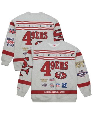 Mitchell & Ness - Men's Heather Gray San Francisco 49ers All Over Print Fleece Crewneck Sweatshirt