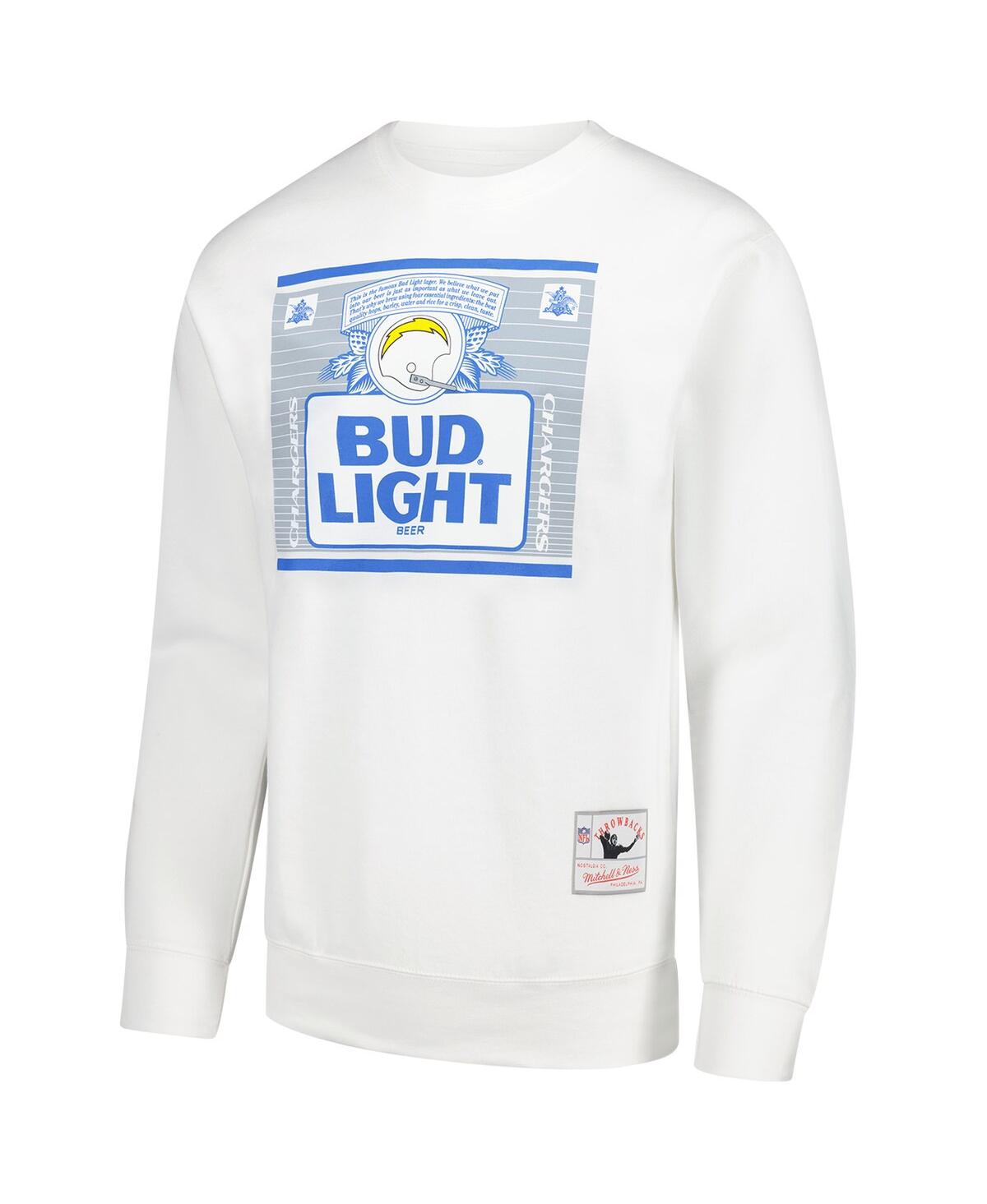 Mitchell & Ness Men's X Bud Light White Los Angeles Chargers The Crest Pullover Sweatshirt In White