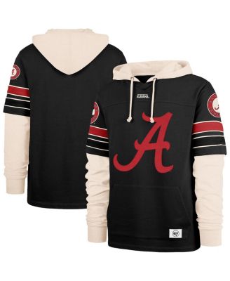 '47 Brand - Men's ' Black Alabama Crimson Tide Split Zone Cornerback Lacer Pullover Hoodie