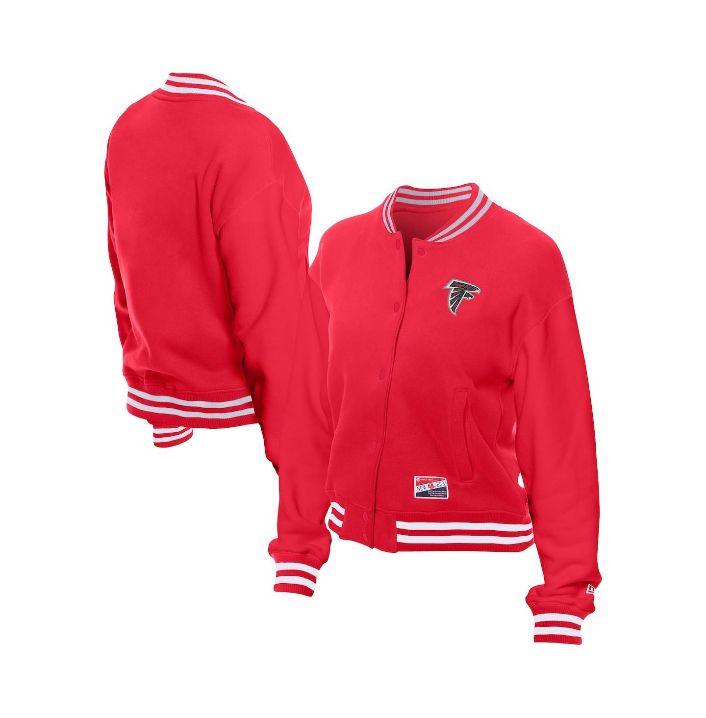 Женская куртка New Era Red Atlanta Falcons Throwback Fleece Full-Snap — фото 1