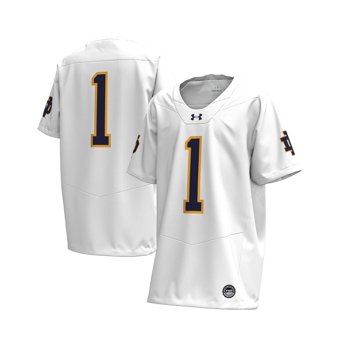 Детское футбольное джерси Under Armour Notre Dame Fighting Irish Replica, White — фото 1