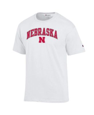 Men's White Nebraska Huskers Arched Logo T-Shirt