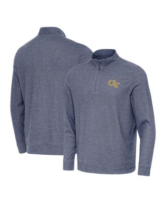 Antigua - Men's Heather Navy Georgia Tech Yellow Jackets Subtle Quarter-Zip Top