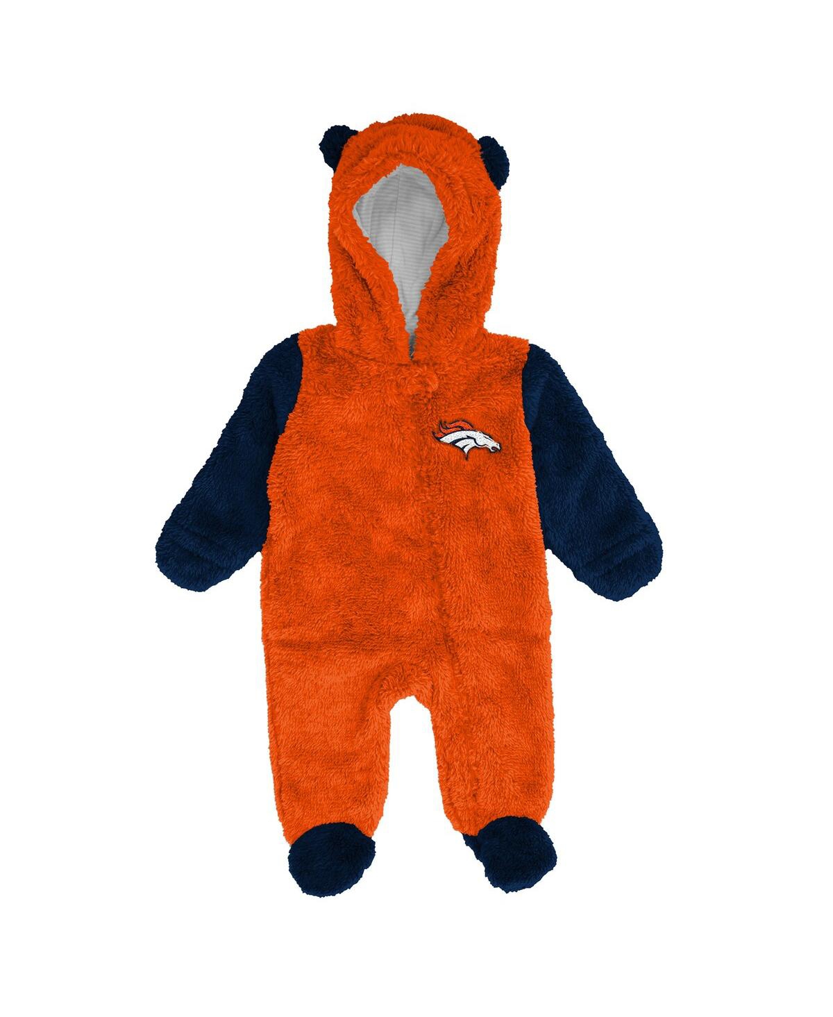 Outerstuff Baby Boys And Girls Orange Denver Broncos Stay Napping Fleece Bunting Full-zip Sleeper In Orange