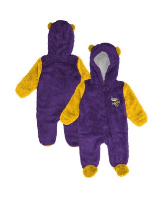 Outerstuff - Baby Boys and Girls Purple Minnesota Vikings Stay Napping Fleece Bunting Full-Zip Sleeper