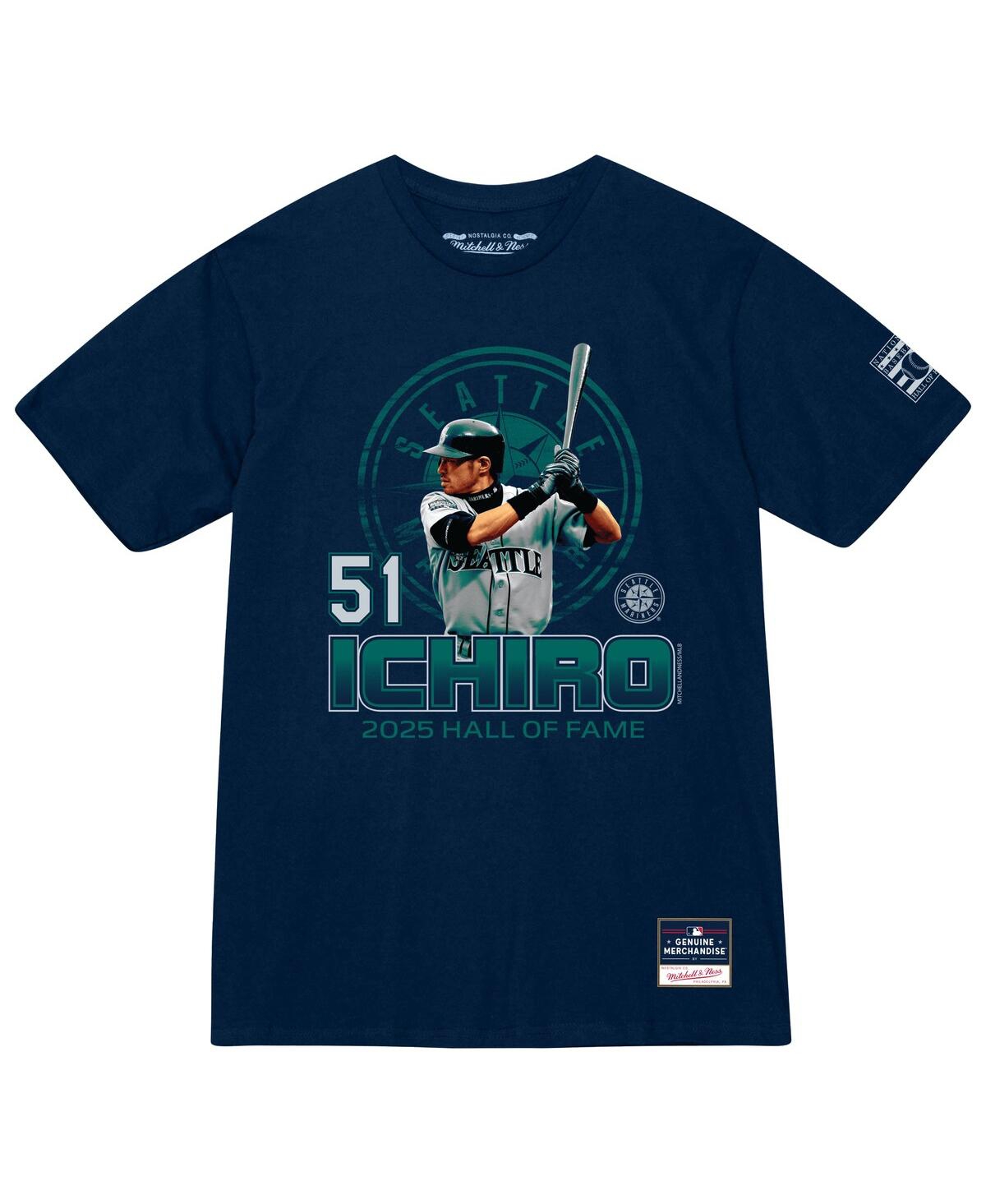Mitchell & Ness Ichiro Suzuki Navy Seattle Mariners Hall Of Fame Hitter T-shirt In Blue