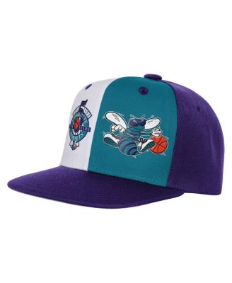 Mitchell & Ness - Big Boys and Girls Purple Charlotte Hornets Anniversary Duo Front Snapback Hat