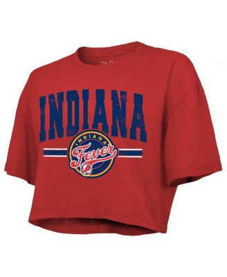 Women's Red Indiana Fever Chalk Stripe Boxy Crop Top