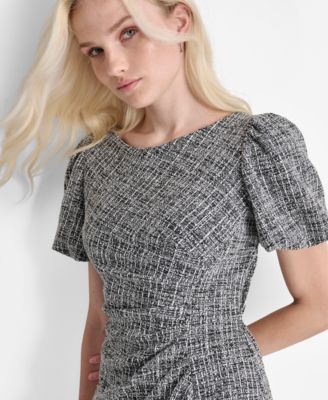 Women's Bubble Sleeve Ruched Sheath Dress