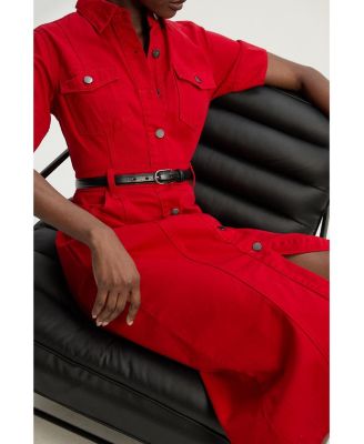 Women's Denim Short Sleeve Shirt Dress