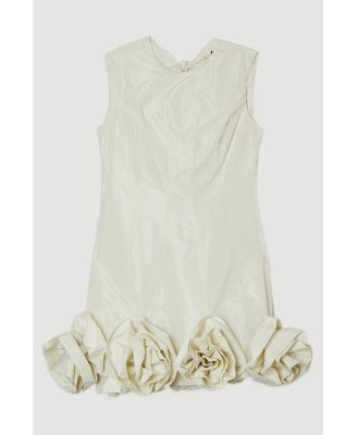 Taffeta Rosette Woven Mini Dress