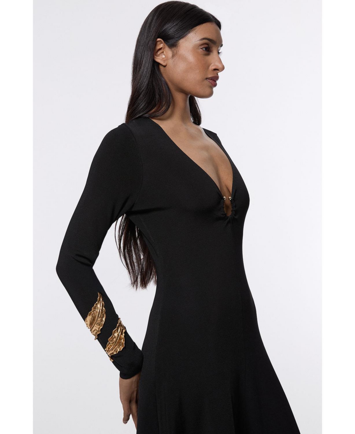 Karen Millen Women's Keyring Detail Long Sleeve Knit Dress