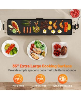 35" Extra Large Electric Griddle with 4-Level Thermostat Control and Removable Drip Tray