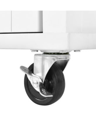 52" Rolling Kitchen Island with Drop Leaf, Sliding Barn Door & Adjustable Storage, Mobile Cart with Towel & Spice Rack-Maison Boucle