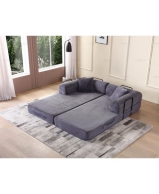 Corduroy Convertible Sleeper Sofa Bed - Gray
