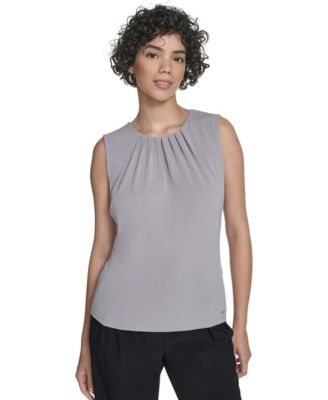 Calvin Klein - Women’s Sleeveless Pleated Neck Top