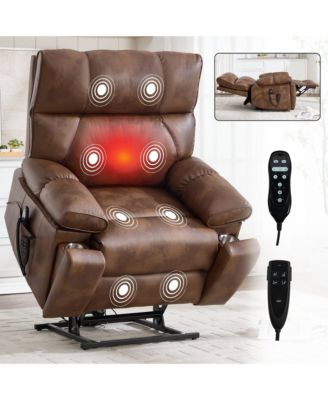 Massage Dual Motor Infinite Position Recliners Electric Lift Chair with Cup Holders and Power-Remote