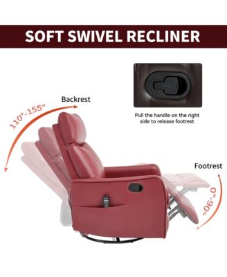 Heat Massage Manual Recliner Chair with Rocker and Swivel in Fabric for Living Room