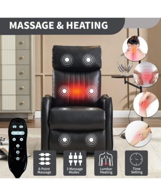 Heat Massage Manual Recliner Chair with Rocker and Swivel in Fabric for Living Room