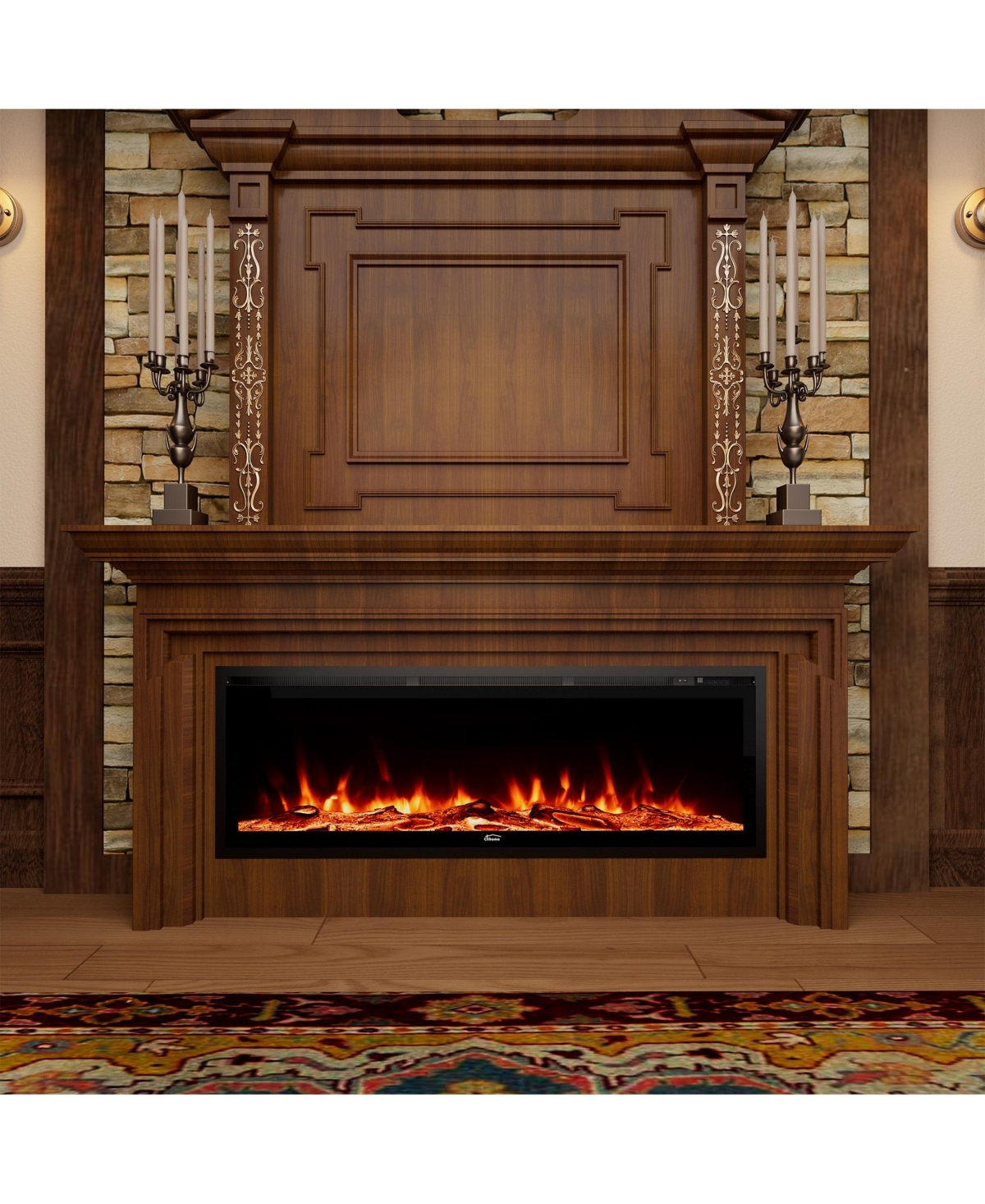 Clihome 50''Recessed Wall-mounted Freestanding Electric Fireplace
