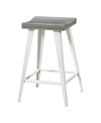 3-Pc. MDF, Wood & Metal Two-Tone Curved Seat Counter Height Dining Room Set