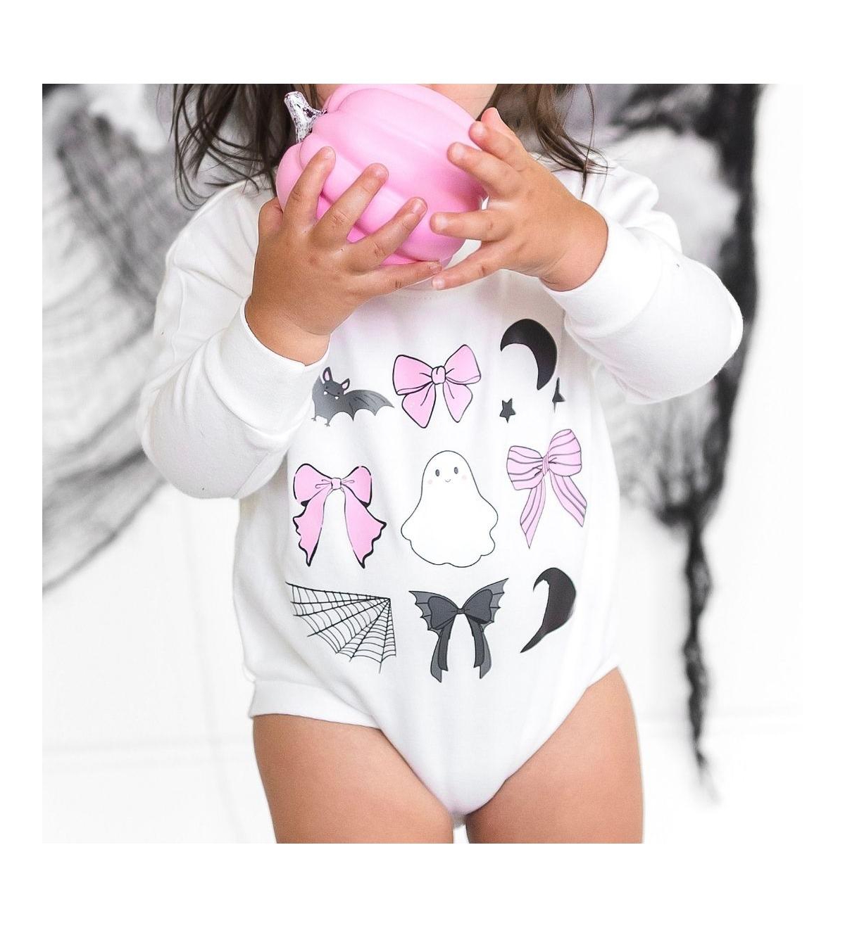 Sweet Wink Baby Girls Spooky Coquette Halloween Long Sleeve Romper
