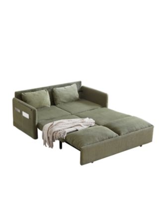 MH" 64.5" Corduroy Sleeper Sofa Bed - Pullout Pillows & Pockets