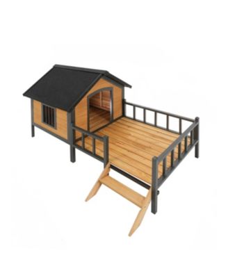 Large Wooden Cabin Dog Kennel with Porch