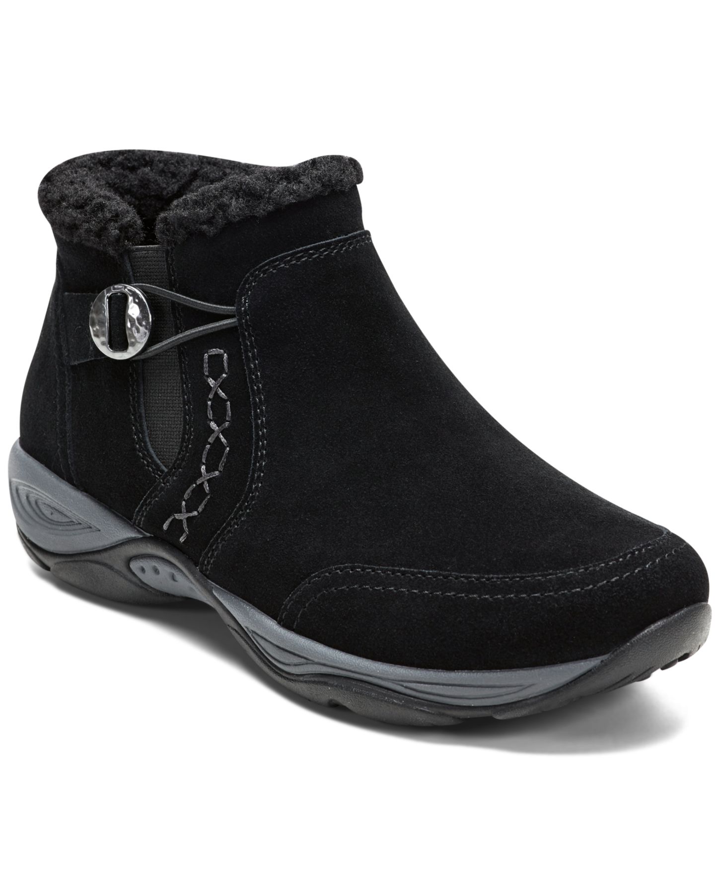 Женские ботинки Easy Spirit Erique Cozy Cold Weather Booties, цвет: Чёрный замшевый — фото 1