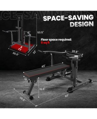 Adjustable Chest Press Machine with Independent Converging Arms, Flat/Incline Weight Bench for Home Gym, AB Workout & Strength Training Equipment